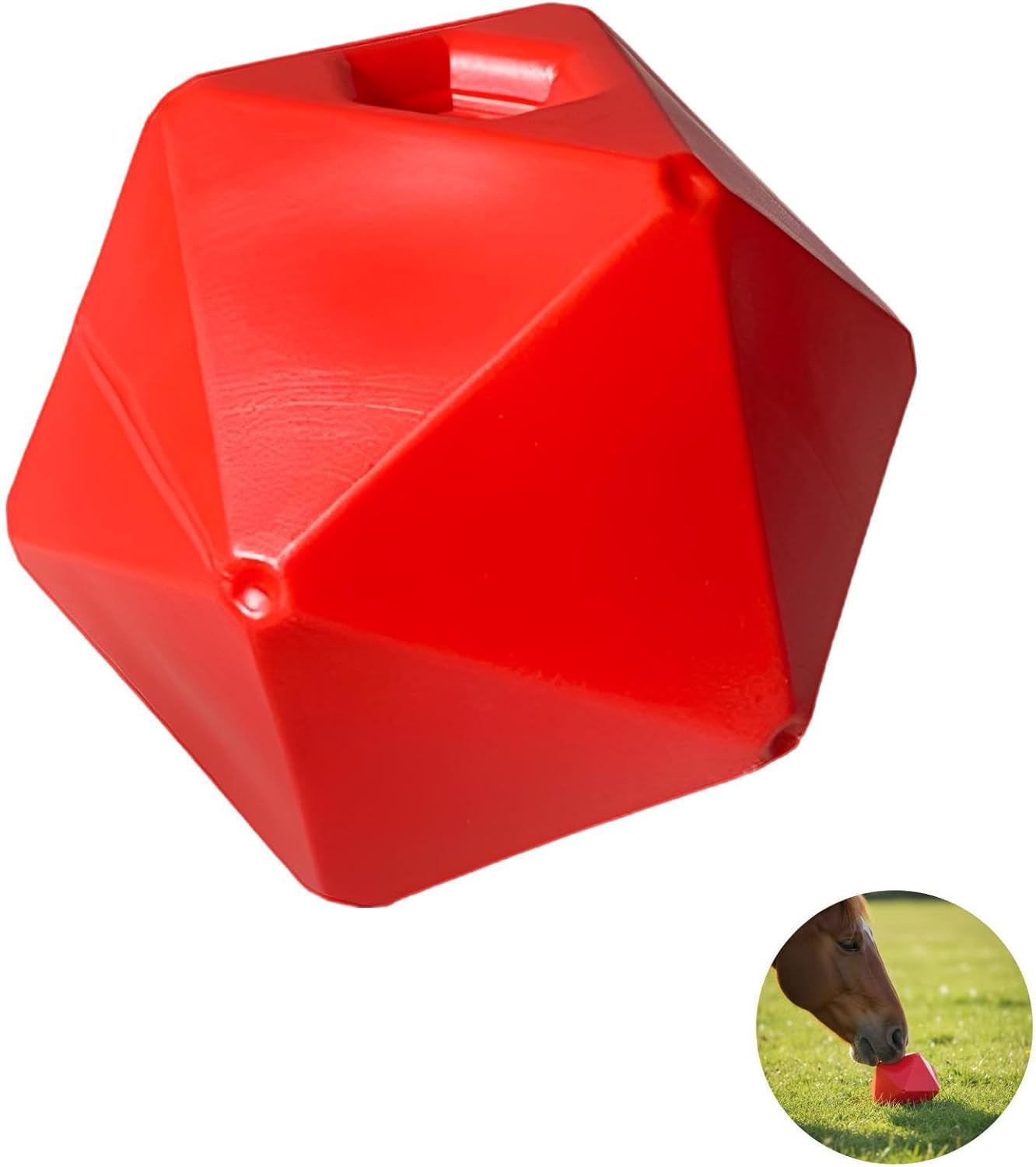 Equine Treat Ball Feeder Toy, 9 in / 23 Cm, Food-Safe Pp Pasture Grazing Ball, Entertainment Solution for Boredom, Stress Reliever Play for Horses, Red