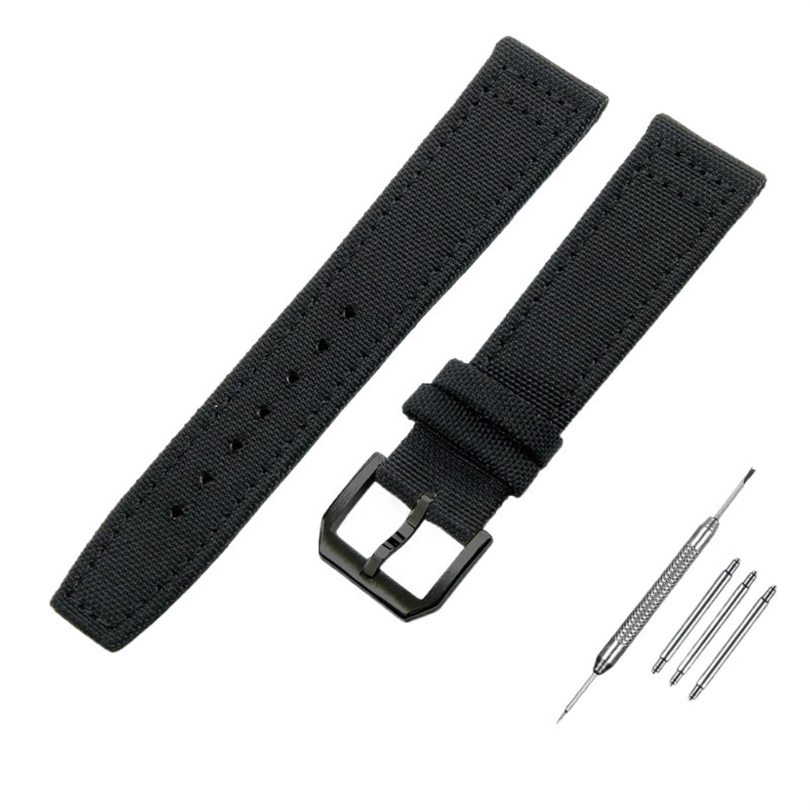 20mm 21mm 22mm Nylon Canvas Cinturino per IWC PILOT Portogallo PORTOFINO Cinturino in Tessuto Fibbia Pieghevole Cintura in Pelle di Vacchetta, 20mm, Agata