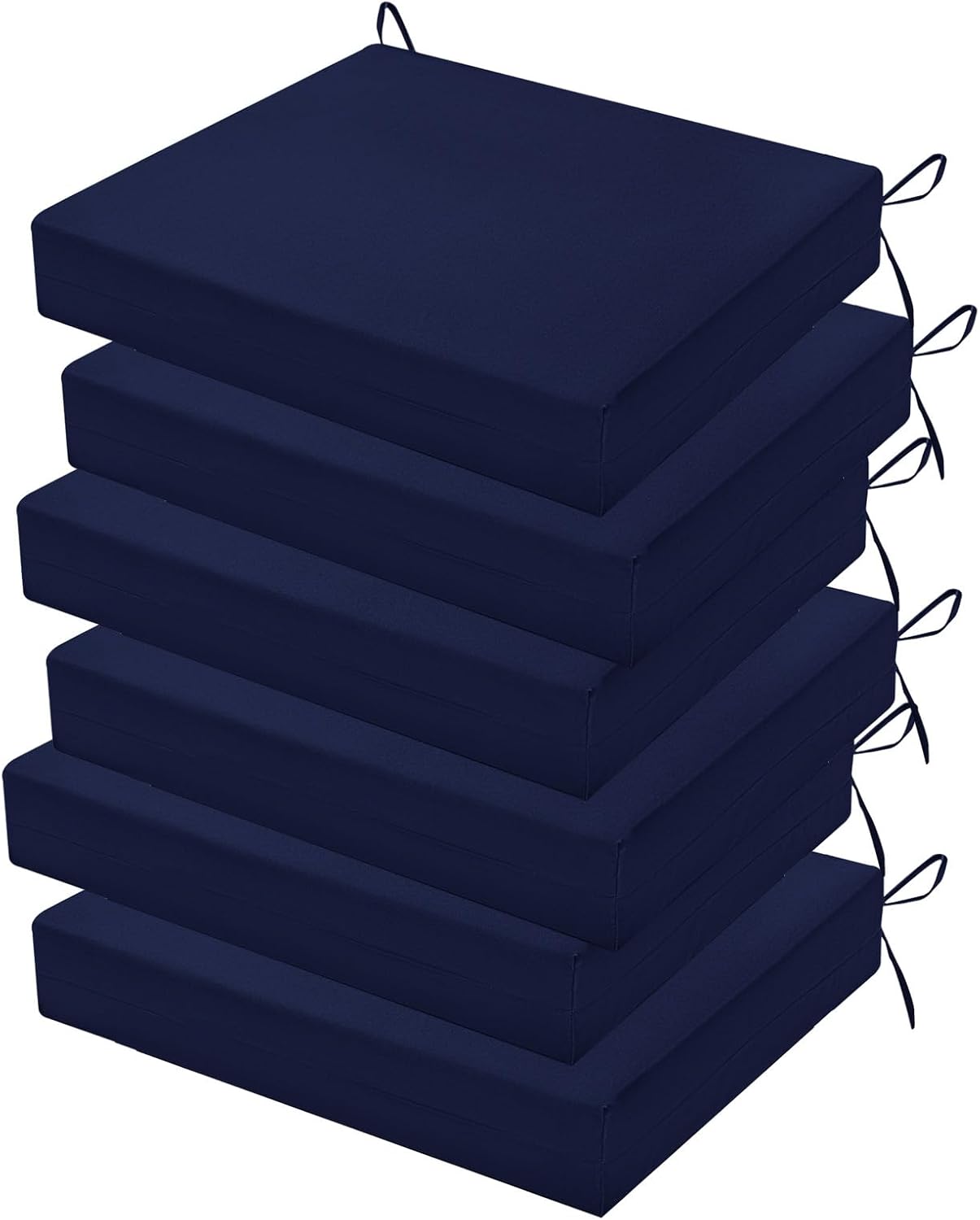 Outdoor Chair Cushions Set of 6, 18.5 x 16 Inch Patio Chair Cushions for Outdoor Furniture, Water Resistant Outdoor Patio Chair Cushions with Non-Slip Ties(Navy Blue) 1 - Navy Blue 18.5x16x3|6 Pack