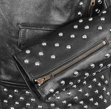 NM-Fashions Mens Studded Leather Jacket Rock Punk - Brando