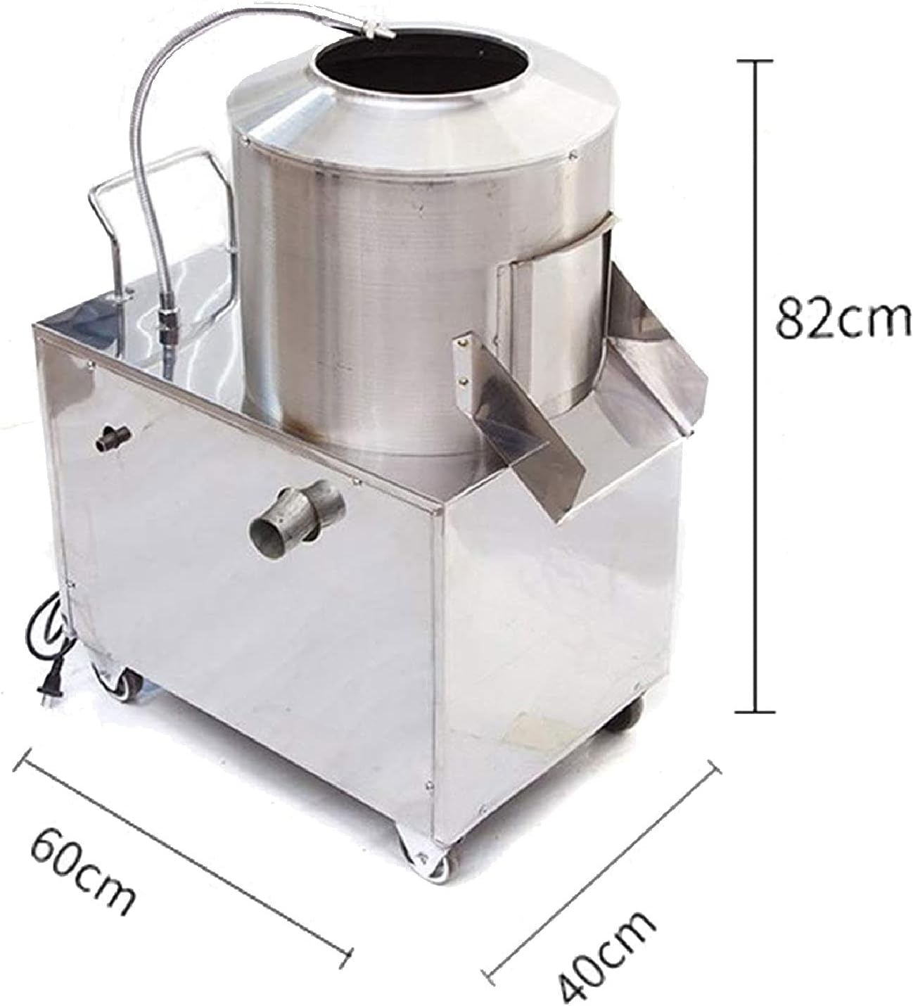 Electric Potato Peeler 1500W Commercial Potato Peeler 200KG /Hour Automatic Potato Washer Caster Wheels Stainless Steel Electric Peeler