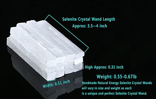 Miniatura 3 de MAIBAOTA Varita de cristal de selenita de 4 pulgadas, 12 piezas y piedras crudas de cristal de cuarzo transparente