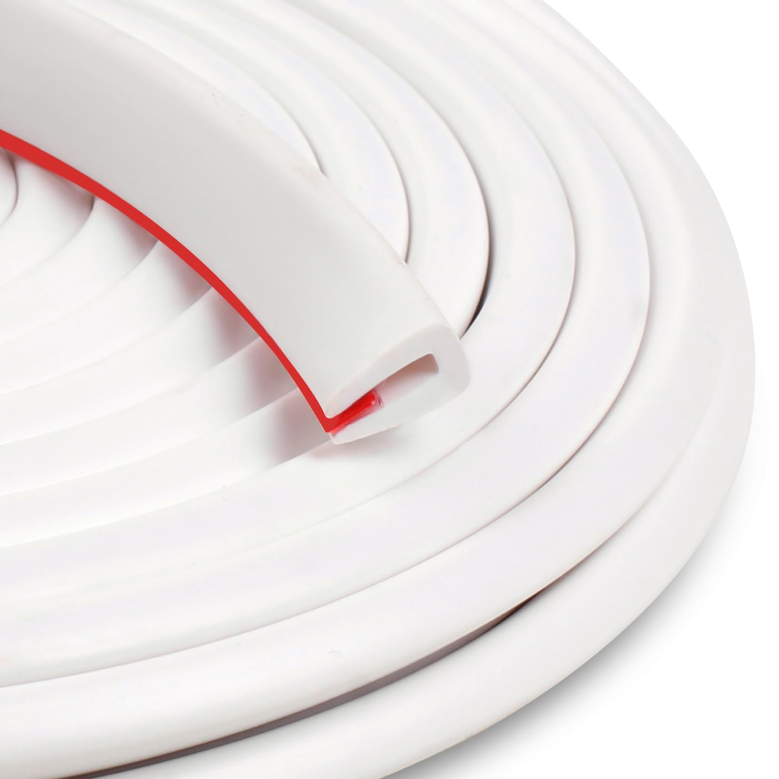 Benory 19.7Ft White U-Channel Rubber Edge Trim - Self-Adhesive, Fits 1/16" (1.6mm) Edges, Ideal for Sheet Metal & More