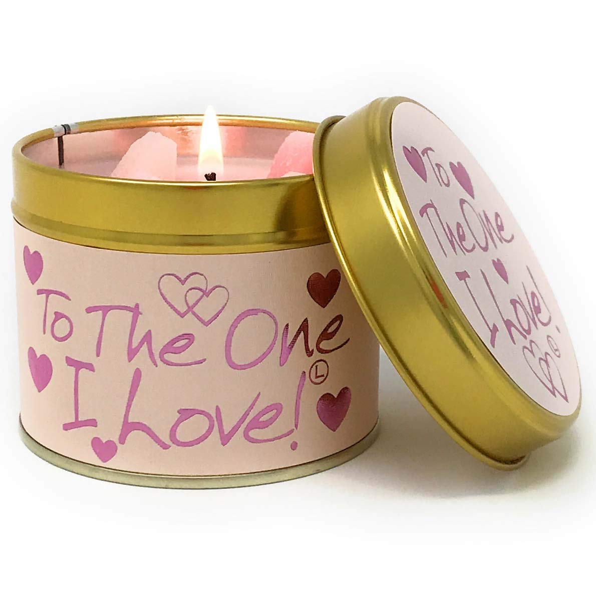 Lily Flame ' to The One I Love ' Scented Tin Candle - A Gorgeous Scent Complements a Beautiful Sentiment - Cruelty Free and Vegan Friendly