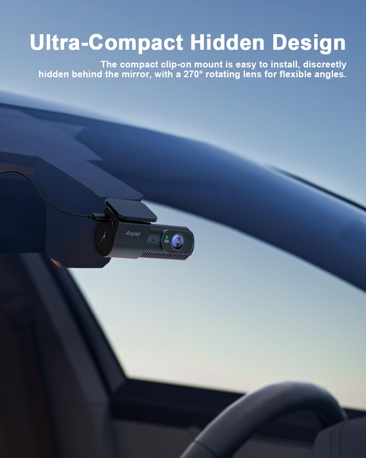 Avylet 4K + 1080P Dashcam Auto Delantero Trasero, Wi-Fi/App Dual Auto Cámara con monitorización de estacionamiento, Soporta módulo GPS Externo, Super visión Nocturna, WDR, 170°+150° Gran Angular | Pantalla de 1,5", gran angular 170°+150°, visión nocturna,