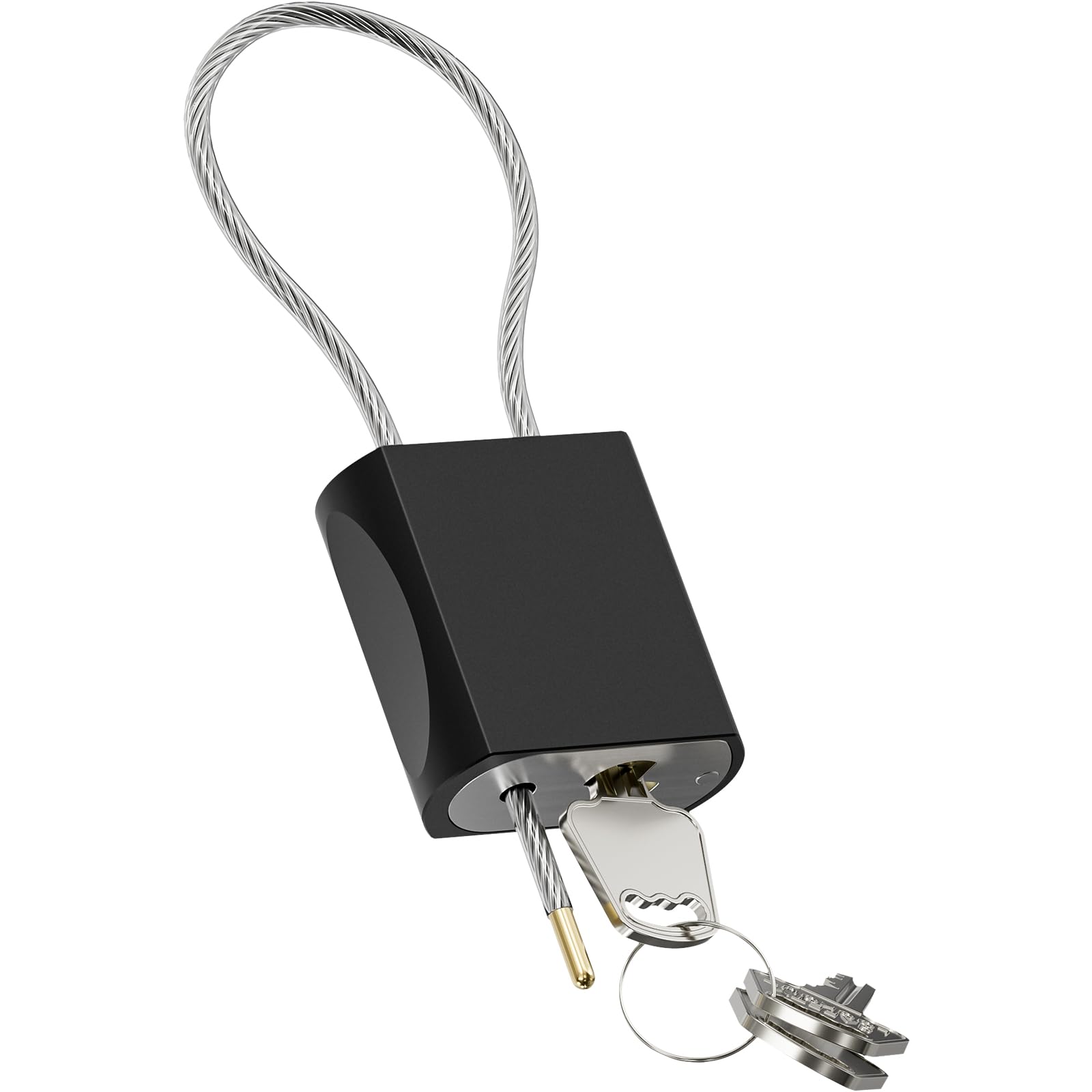 Cable Padlock Free Adjustable Lock 3 Keys, 1.15ft/0.35m Black