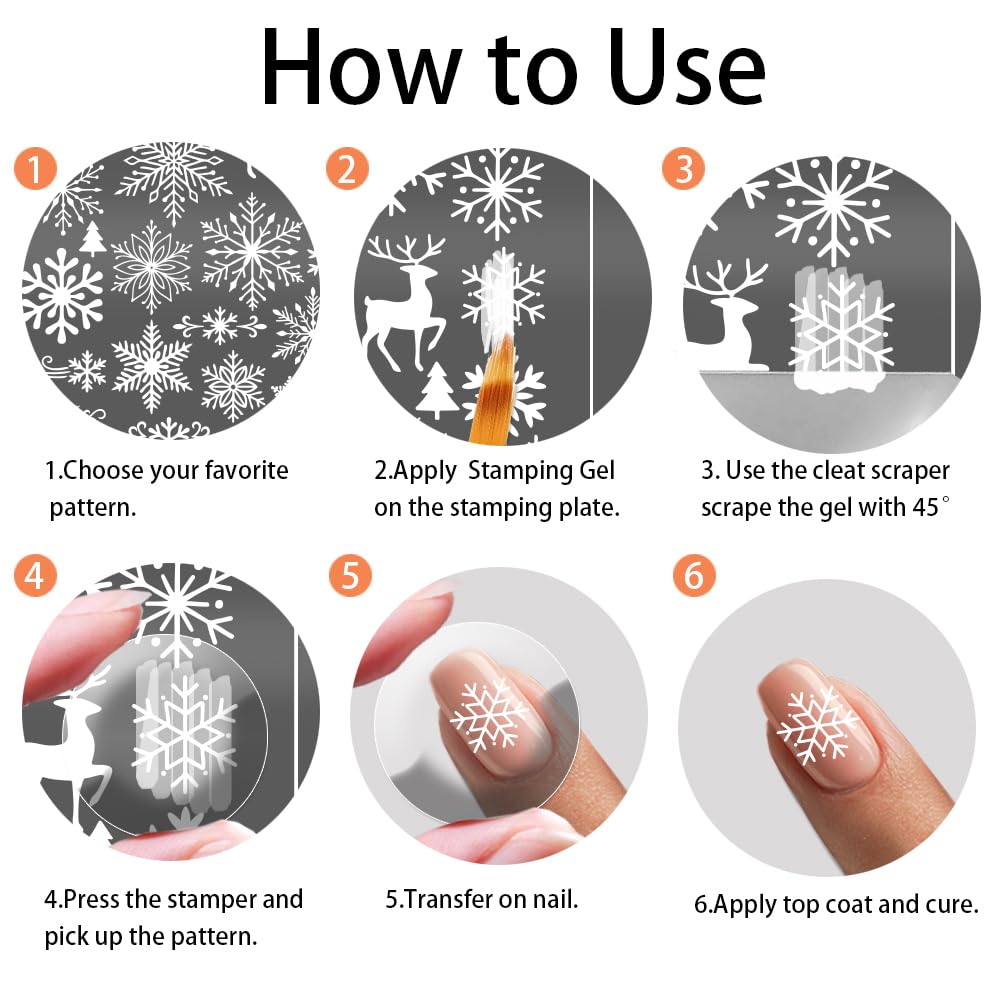 PH PandaHall 3pcs Snowflakes Nail Stamp Plate Christmas Nails Art Template Winter Snowflake Nail Image Plate Nail Art Stencils for Xmas Women Manicure Salon Decoration 12x6cm - Image 4