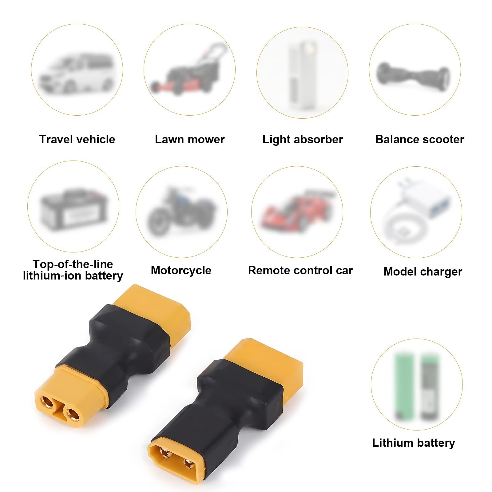 6szt Adapterów Męskich i Żeńskich XT60 do XT90, Bezprzewodowe Złącze XT60 to XT90 Akumulatorów Litowo-Jonowych NiMH do Samochodów Zdalnie Sterowanych Samolotów Ciężarówek Łodzi