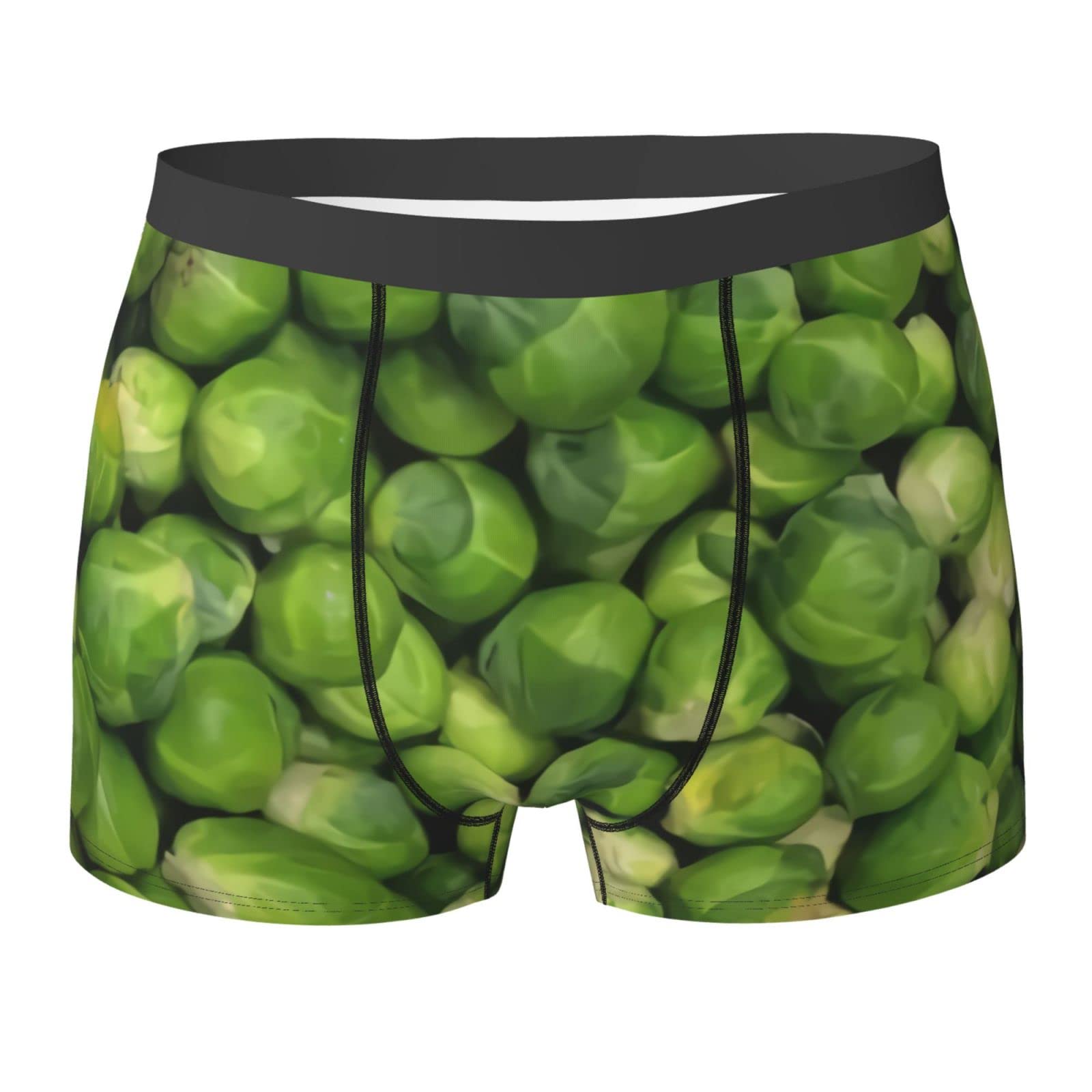 AOOEDM Green Brussel Sprout Print Underwear Men'S Breathable Boxer Briefs Soft Shorts Comfortable Printed Underwear