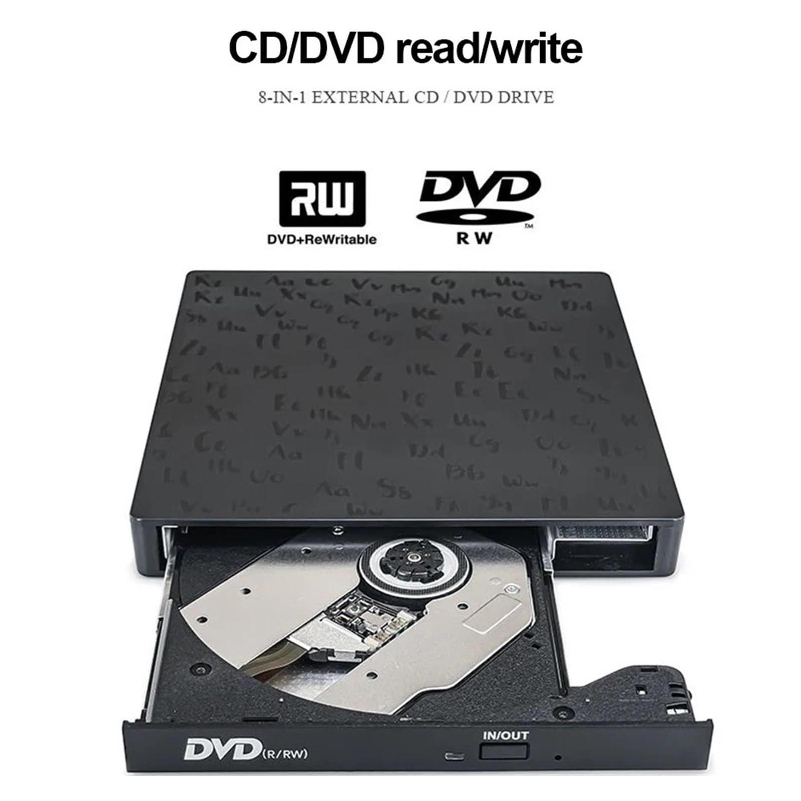 7 W 1 USB3.0 TypeC Slim Zewnętrzna Nagrywarka DVD RW CD Nagrywarka Nagrywarka Czytnik Odtwarzacz Odtwarzacz Dyski Optyczne Do Laptopa PC Zewnętrzna Nagrywarka DVD(Black B)