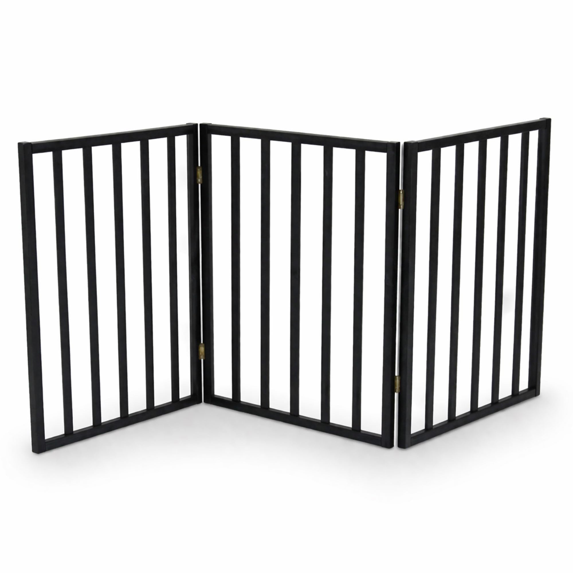 Oypla Black Dog Safety Folding Wooden Pet Gate Portable Indoor Barrier