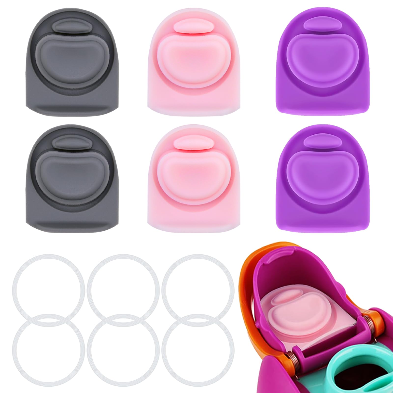 ZONBBEE 6 Sets Replacement Stopper and O Ring Gasket Compatible with Owala FreeSip 24oz 32oz,Water Bottle Lid Insert Cap Silicone Seal Parts for Owala 16/19/24/32/40oz Mouth Piece Accessories REH3