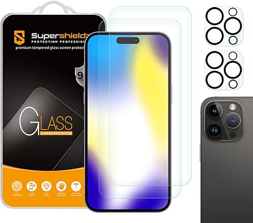 Supershieldz (2 unidades) Diseñado para iPhone 15 Pro Max (6.7 pulgadas) + protector de pantalla de vidrio templado para lente de cámara,