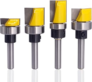 Wolfride Door Hinge Router Bit Set 1/4-Inch Shank Template Flush Trim Router Bit Hinge Mortise Router Bit Bottom Cleaning Router Bit (4pcs)