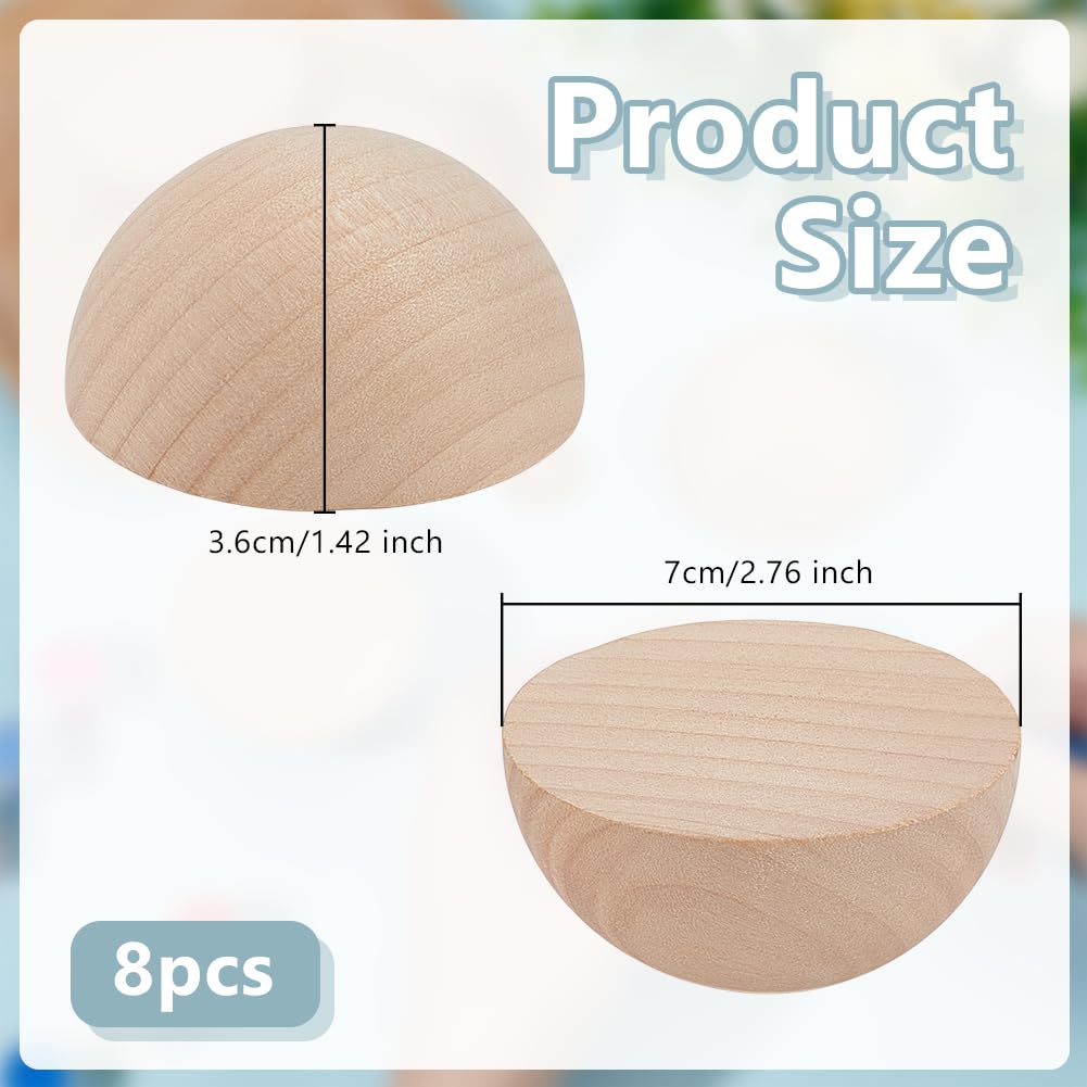 Holzkugeln als Perlen, Packung mit 10 halben Holzkugeln in verschiedenen Größen for Basteln(70x36mm)