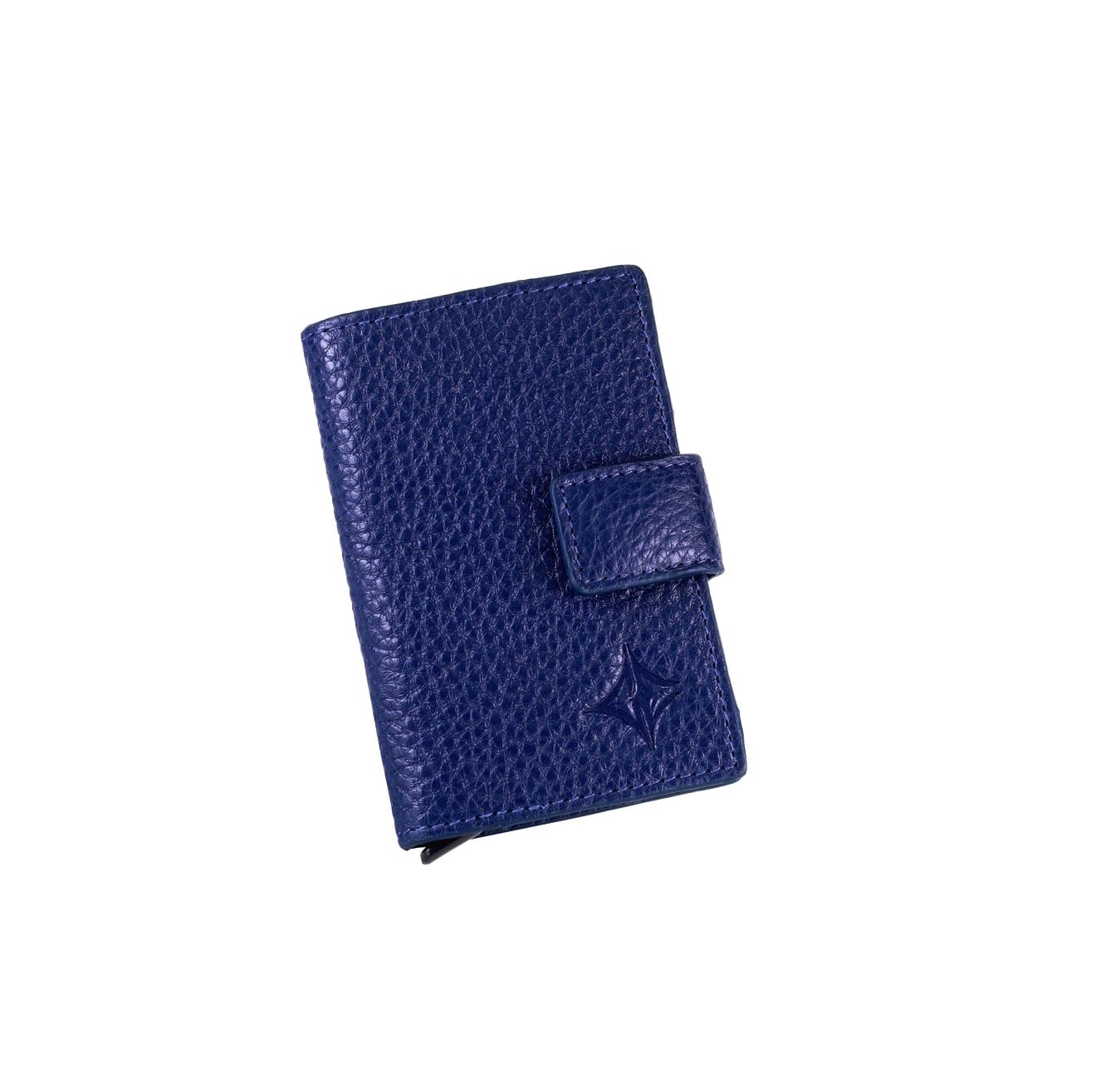 Cuero Estilo Leather Card Holder (Metallic Style) – RFID Protection, Popup Access, Water-Resistant Floater Leather, Multiple Color Options.