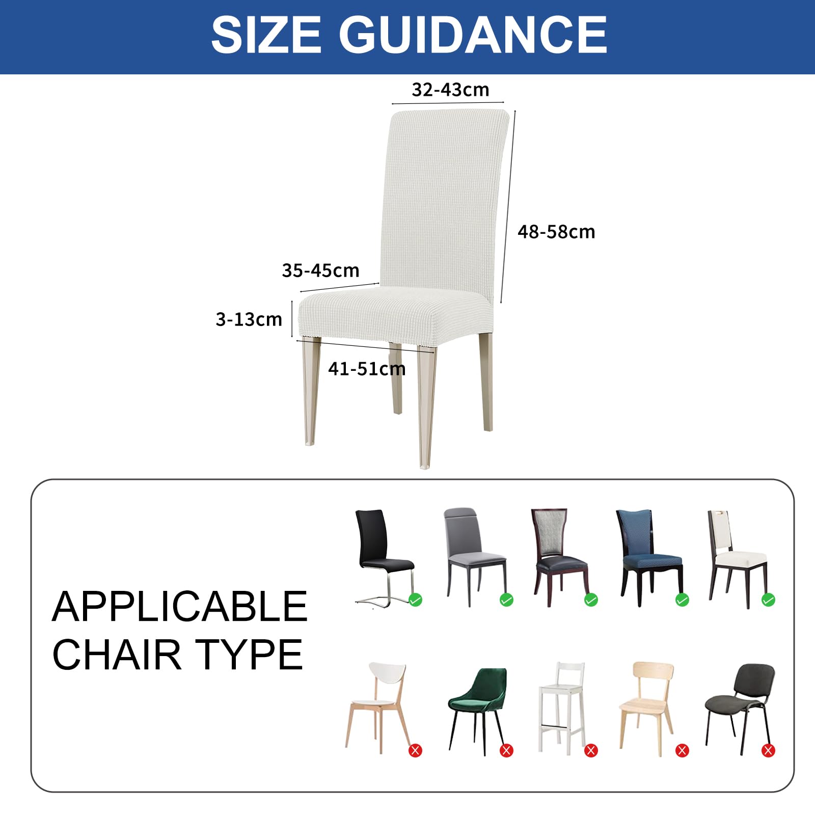 Ystyle Coprisedie con Schienale 4 Pezzi, Elasticizzato Copri Sedie Soggiorno Cucina, Universali Coprisedia Elasticizzati, Moderno Fodere per Sedie Antigraffio Gatto, Bianco