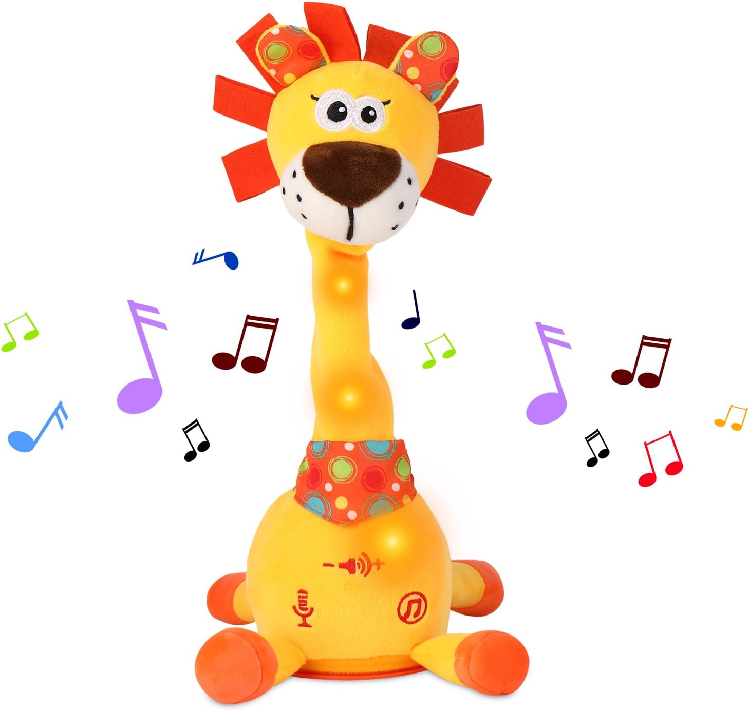LUKETURE Dancing Talking Lion Plush, Interactive Stuffed Animal Toy, Musical Plush with Record & Repeat, Sings 10 Songs, LED Lights Dancing Lion