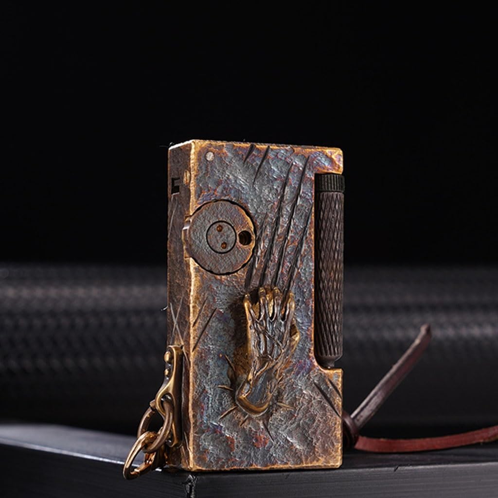 Hand-Carved Copper Lighter, Retror with Convex Arm Ghost Claw Pattern Trench, Creative and Cool Men's Gift