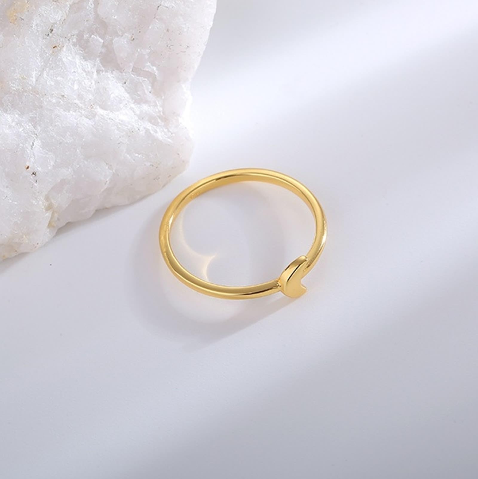 Bague Couple Fiançailles Bague de Fiançailles Or Jaune Or 9 Carats Au375/Au585/Au750 Lune Taille Lesbienne pour Lesbienne Noël Bijoux