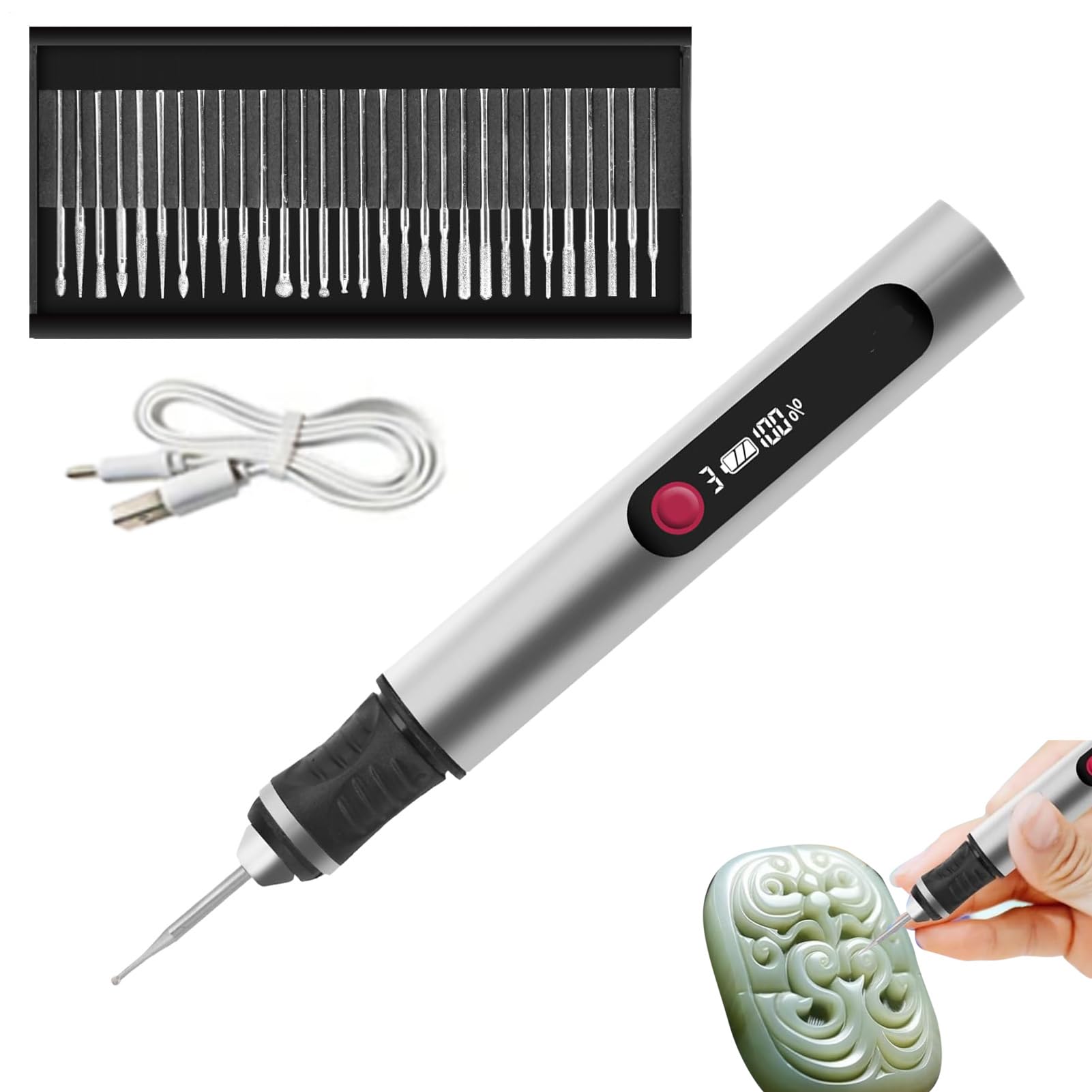 Penna per incisione elettrica, senza fili, in ceramica, portatile, per appassionati di fai da te, gioiellieri, hobbisti, falegnami, modellismo, metallo, vetro, legno