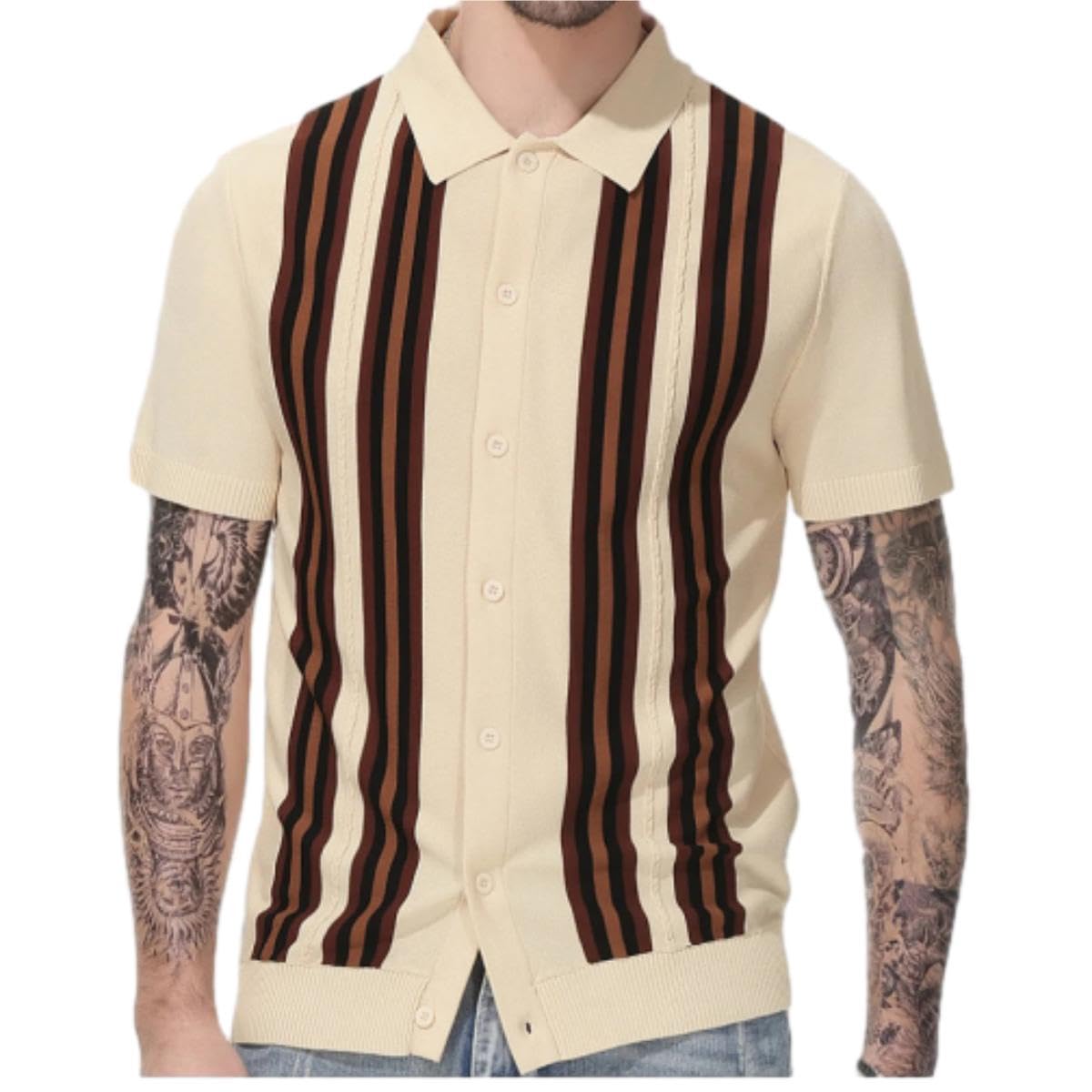 PANVERMen Short Sleeve Casual Lapels Men Color Matching T-Shirt Button Placket Men Fashion Tops Youth Men Personality Trend Shirt