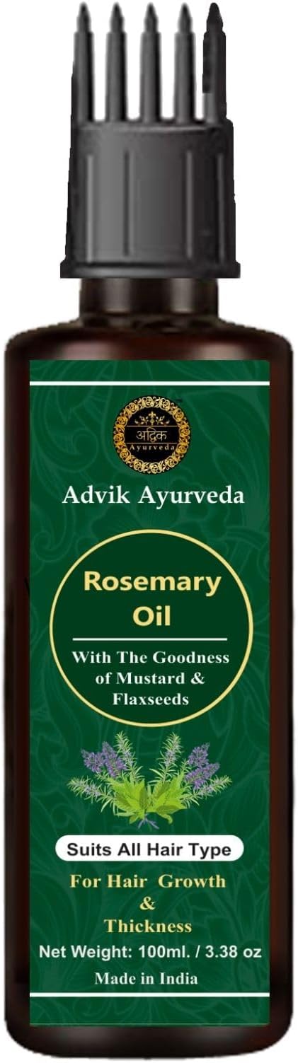 Advik Ayurveda Anti-Dandruff Rosemary Oil for Hair Growth and Hair Thickness, 100ml | Controls Hair fall and Promotes Hair Growth | For Both Men & Women