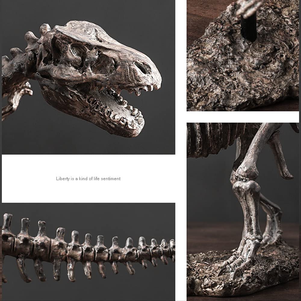 Archaizująca figurka szkieletu dinozaura, skamieniała rzeźba z żywicy w stylu vintage, dekoracja domu