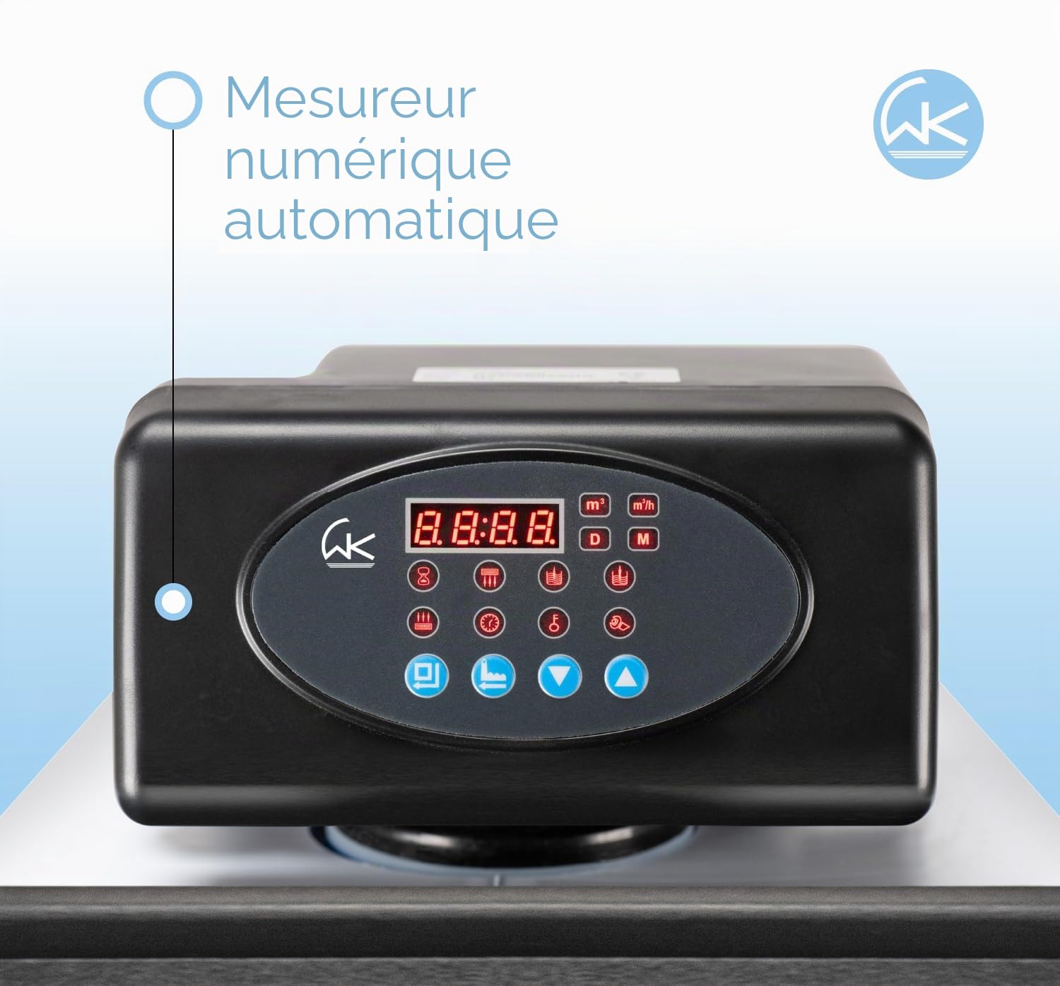 WK - Adoucisseur d'eau domestique New Octopus Slim, système de filtrage pour eau douce, design peu encombrant, débit de 3000 litres, idéal pour les familles jusqu'à 4 personnes