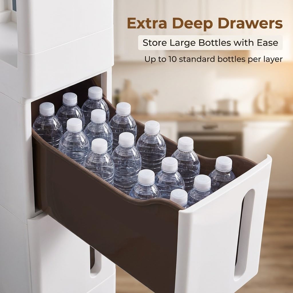 Carrello Stretto con 4 Cassetti, Organizzatore Slim per Bagno e Cucina