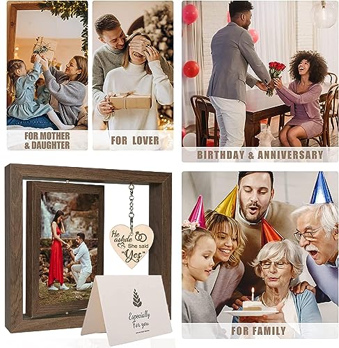 Rotating Couples Picture Frame 4x6In Walnut Double-Sided Rustic Picture Frame Couple Gifts Wedding Engagement Gifts for Boyfriend Girlfriend Wife Husband - Image 3