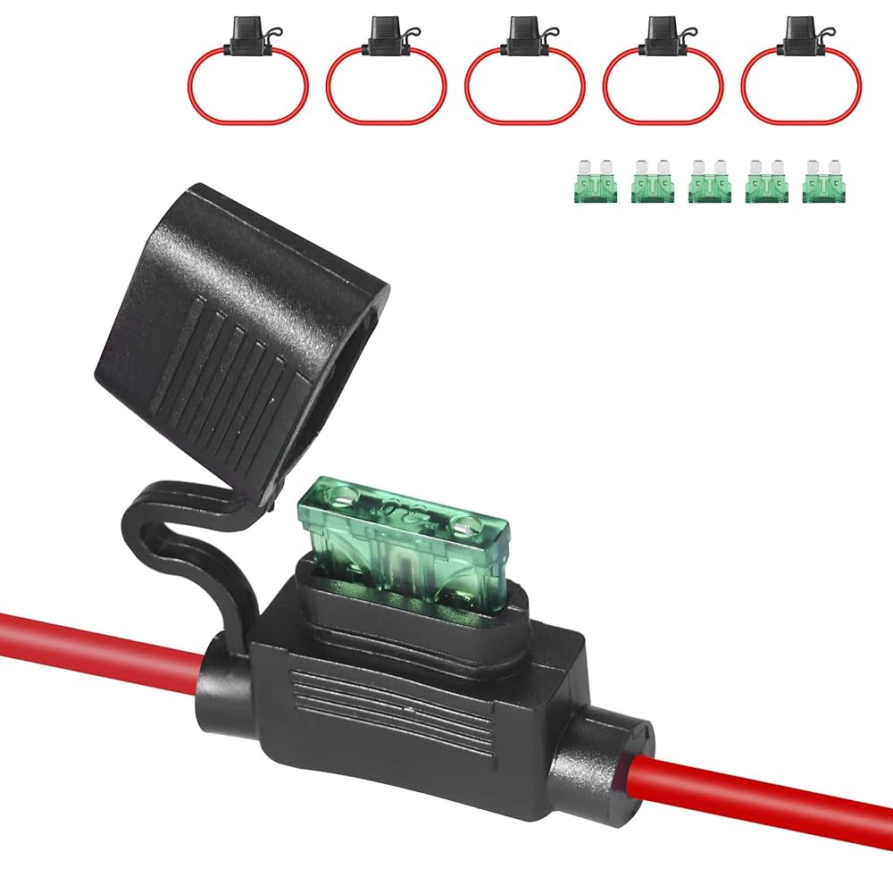 Car Fuses Assortment Kit 6pcs Inline Fuse Holder 12V, 12 AWG Waterproof Fuse Holder With 66 Pcs Fuse Kit