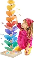 Receka Wooden Marble Run Music Tree - 49PCS Montessori Toy for Kids 3+ | Color Sorting Ball Run Learning Game