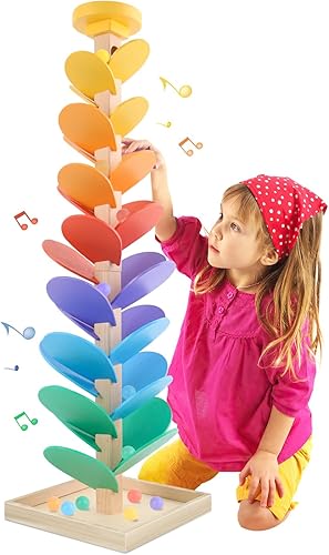 Wooden Marble Run Music Tree Montessori Toys for Kids 3+ Years Old Marble Ball Run Learning Game Wood Color Sorting Toys for 4-8 Boys and Girls Birthday