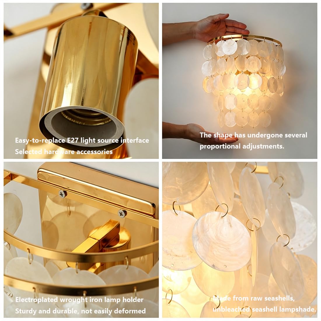 Lampe Murale Modernes En Coquillage Naturel En Gradins (Or)