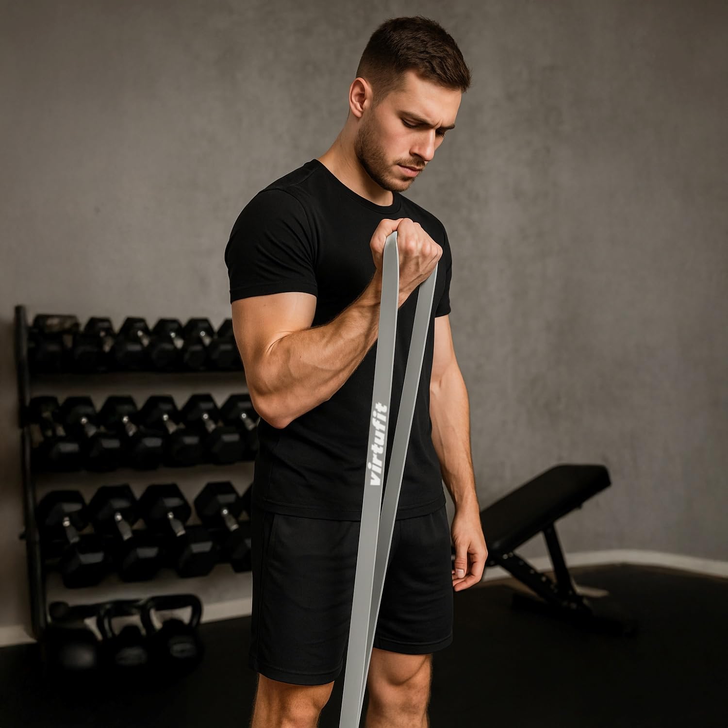 VirtuFit Zestaw taśm oporowych – zestaw 5 taśm fitness – różne grubości – idealne do treningu siłowego, rehabilitacji i ćwiczeń mobilnych