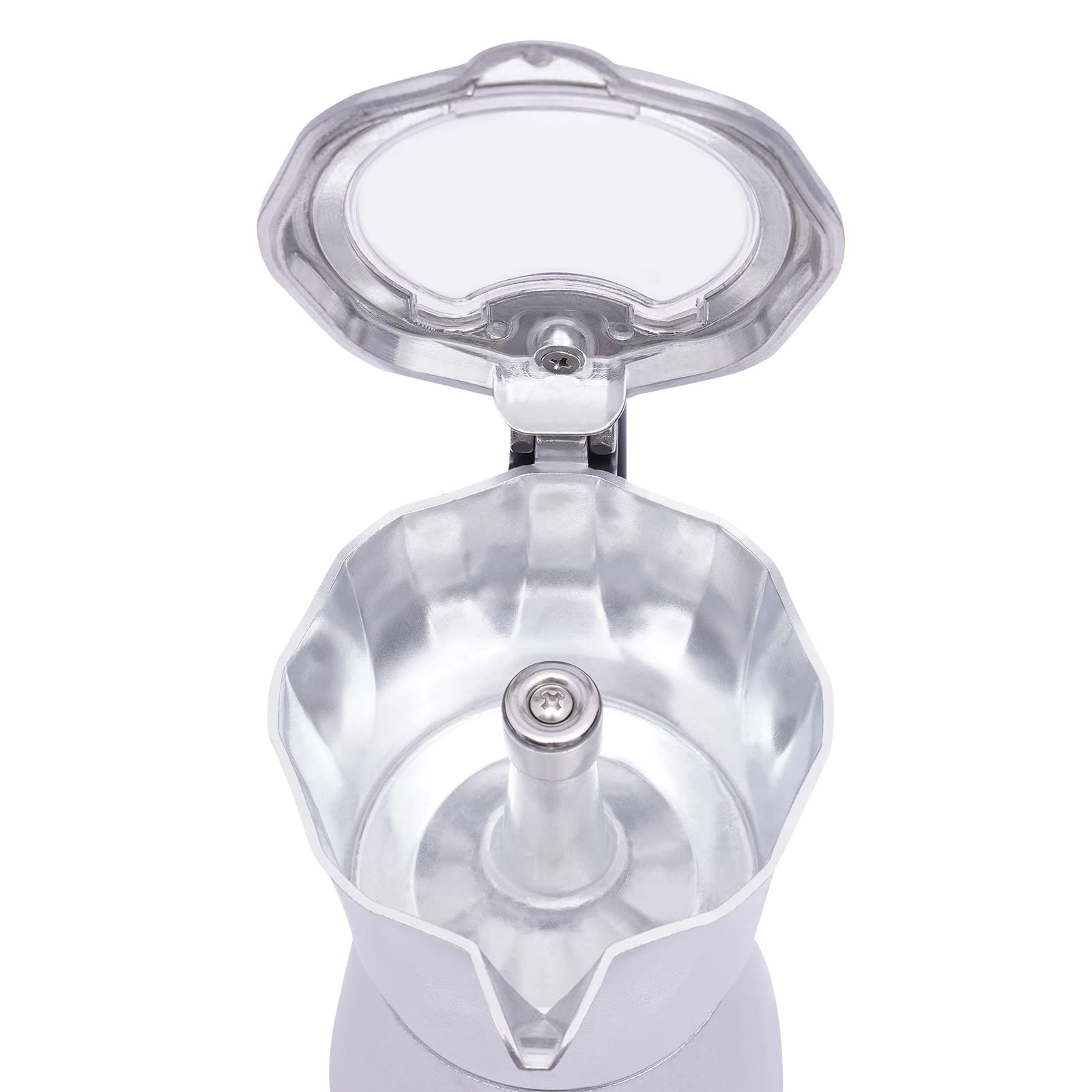 Cafetera eléctrica de 480 W, cafetera italiana con 2,5 bares de presión, cafetera de 300 ml para espresso, cafetera de camping con válvula de seguridad para estufa y camping, color plateado