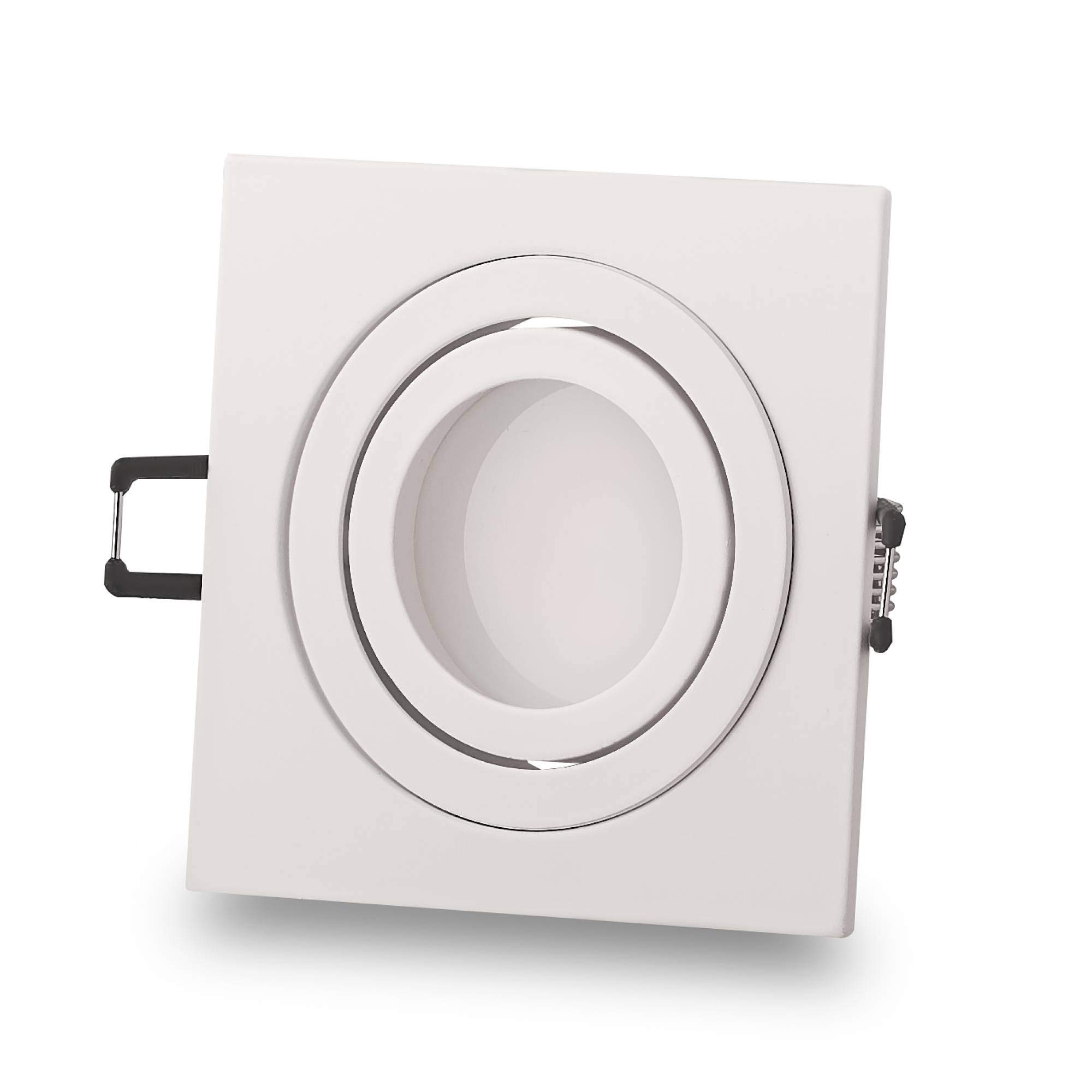 6x Foco empotrable LED cuadrado blanco 9 vatios blanco frío 230V plano - Foco empotrable GU10 orientable aluminio - Taladro de 80mm empotrado - techos de focos - focos