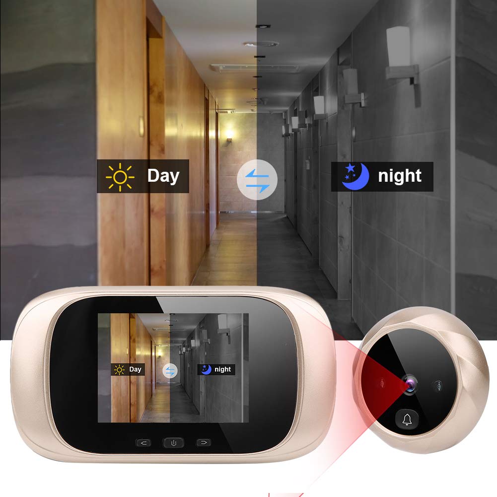 Tbest Spioncino digitale con schermo LCD TFT da 2,8 pollici, visione notturna a infrarossi, per porte da 35 a 110 mm di spessore 14-30 mm, con foro per porta ciclica