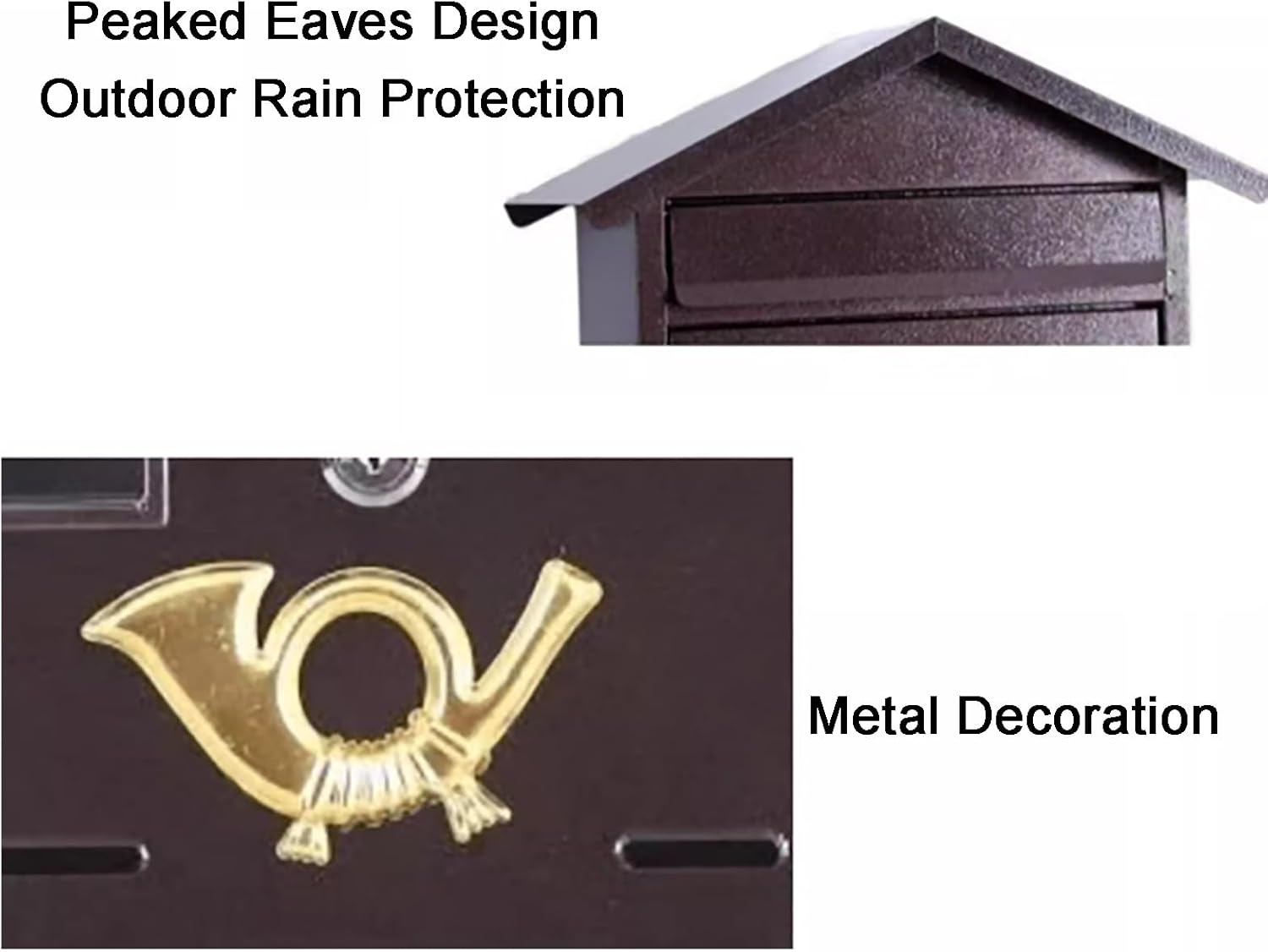 Mailboxes for Outside Locking, Vintage Wall Mount Mailbox, Galvanized Rust-Proof Metal Mailboxes, for Household, Outdoor, Garden(White)