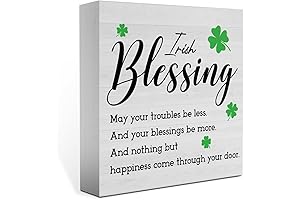 Rustic Farmhouse Greenery Wood Sign Decor Tiered Tray Decorations Irish Blessing Home Office Desk