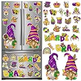 Lingvee 25 Pcs Mardi Gras Refrigerator Magnets Decor Mardi Gras Garage Door Magnets Carnival Car Decals Glitter Crown Masquerade Mask Clown Stickers for Car Mailbox Door Kitchen Cabinets