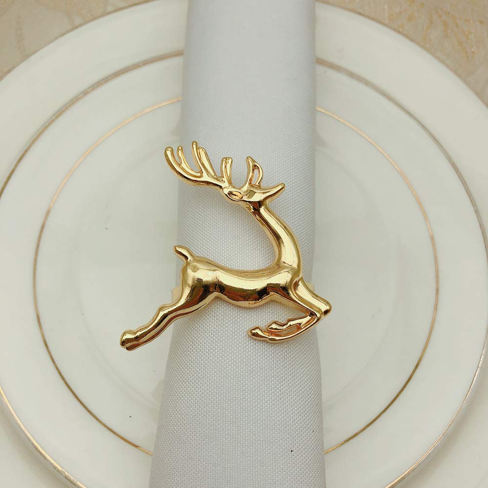 DoBThing Napkin Rings Set of 6 Silver Set of 6 Napkin Rings Christmas, Holidays, Thanksgiving (Deer-3)