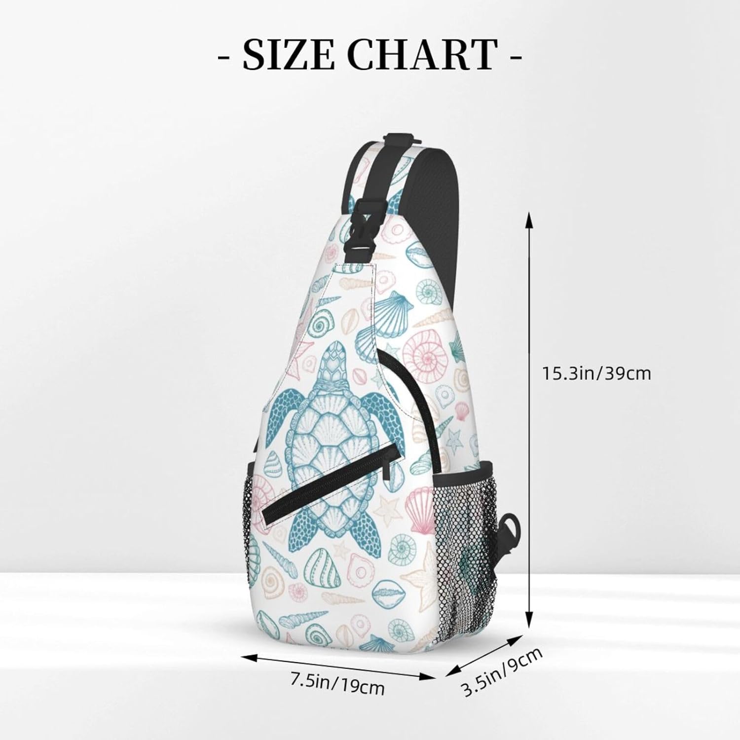 Sea Turtle Crossbody Sling Bag for Women Men Coastal Sea Animal Turtle and Shells in Line Art Style Travel Sling Backpack Casual Shoulder Bag Underwater World Print Sports Hiking Daypack - Image 2