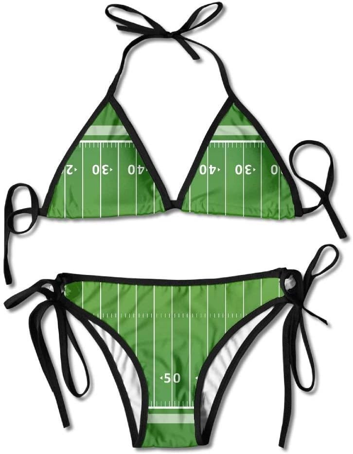 American Style Football Field Bikini Women's Summer Swimwear Triangle Top Bikinis Swimsuit 2-Piece Set