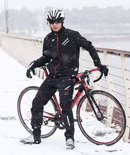 Miniatura 6 de ROCKBROS Chaquetas de ciclismo para hombre, chaquetas de ciclismo de invierno, chaqueta térmica a prueba de viento para hombres clima frío,