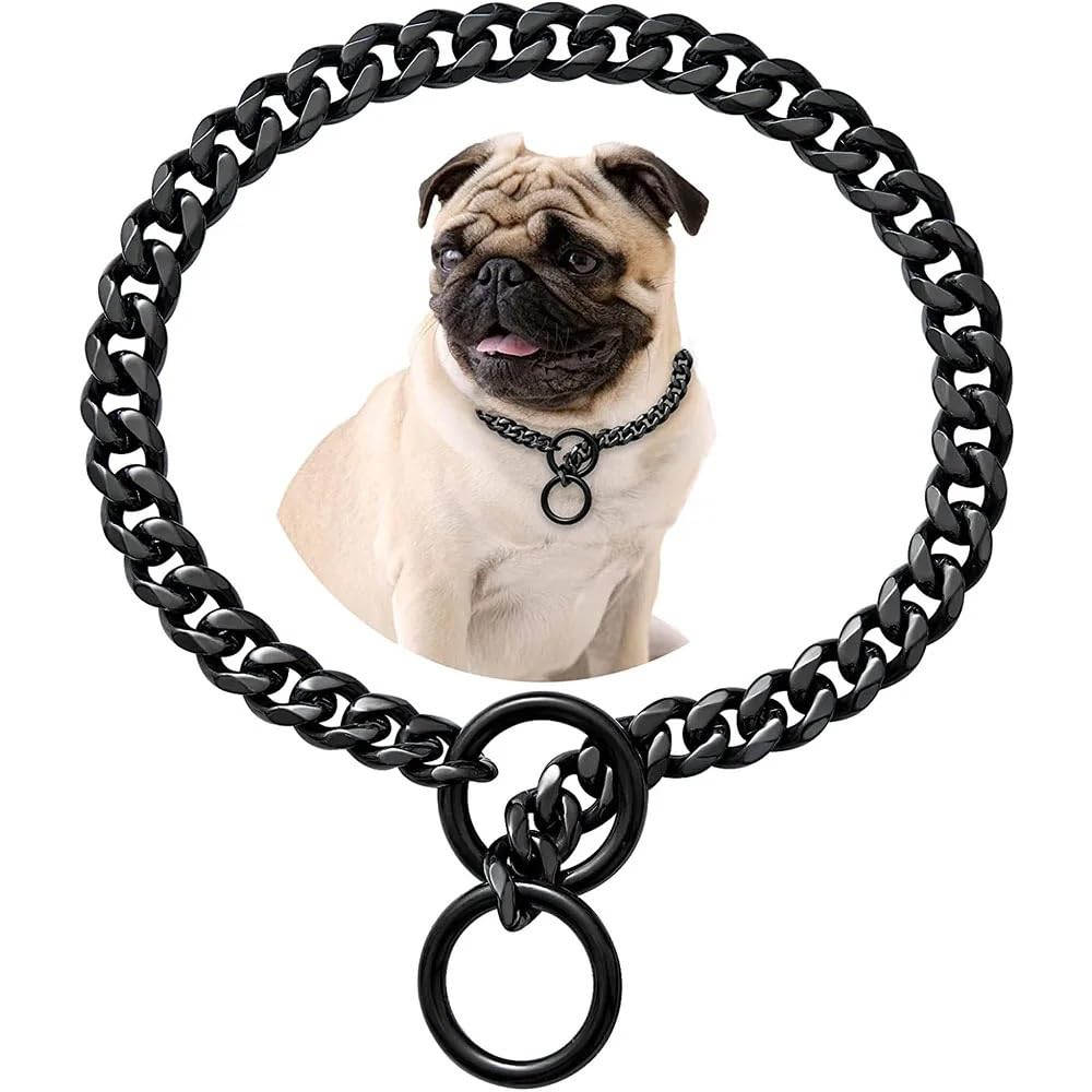 Collier pour chien en chaîne cubaine anti-pincement des poils acier 316L 46cm