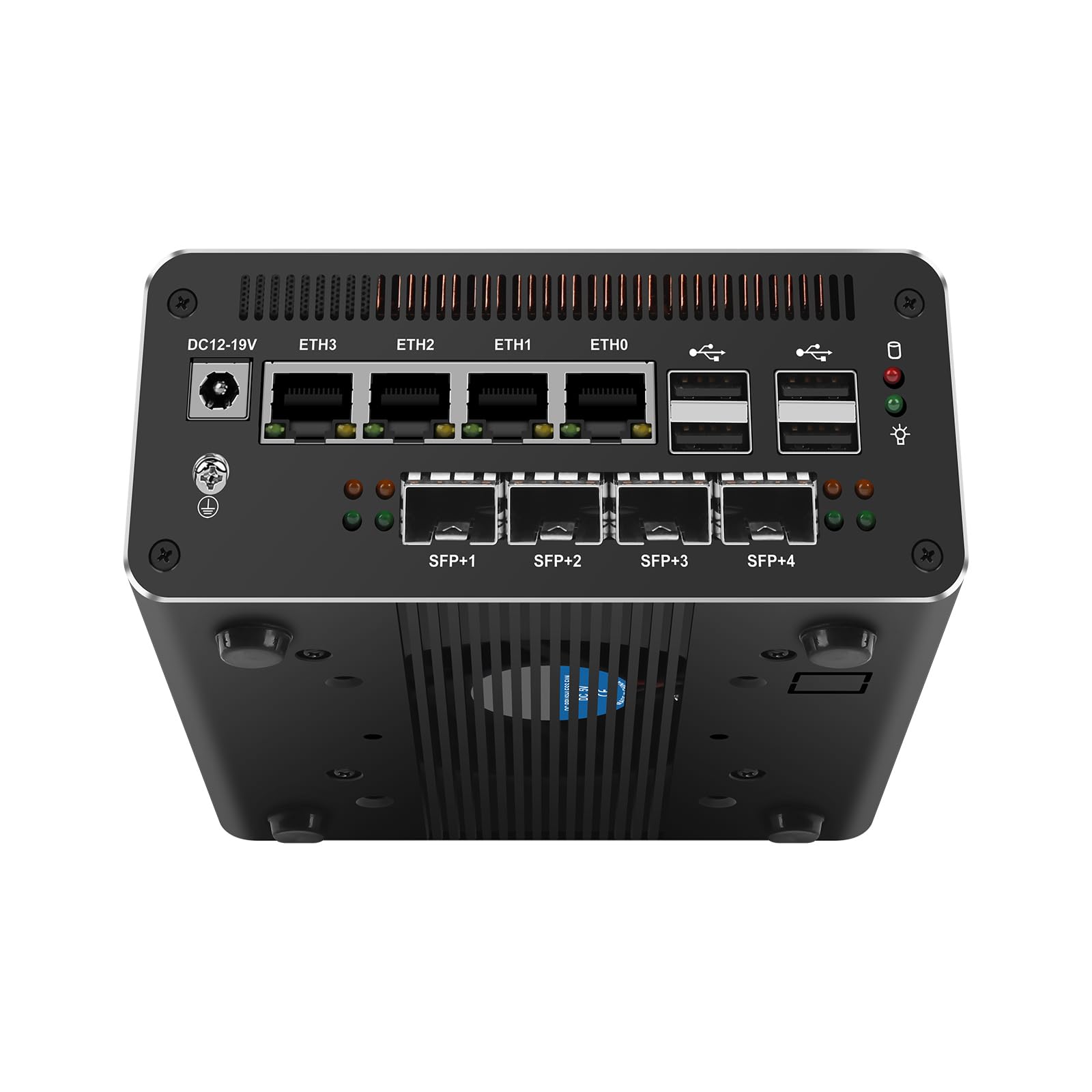 Micro Firewall Appliance 10GbE, Mini PC, PFSense, Mikrotik, OPNsense, VPN, Router PC, Ultra 7 Processor 155H, RJ69, 4 x 2.5GbE LAN, 4 x SFP+ X710, Type-C, 16G RAM, 512G SSD
