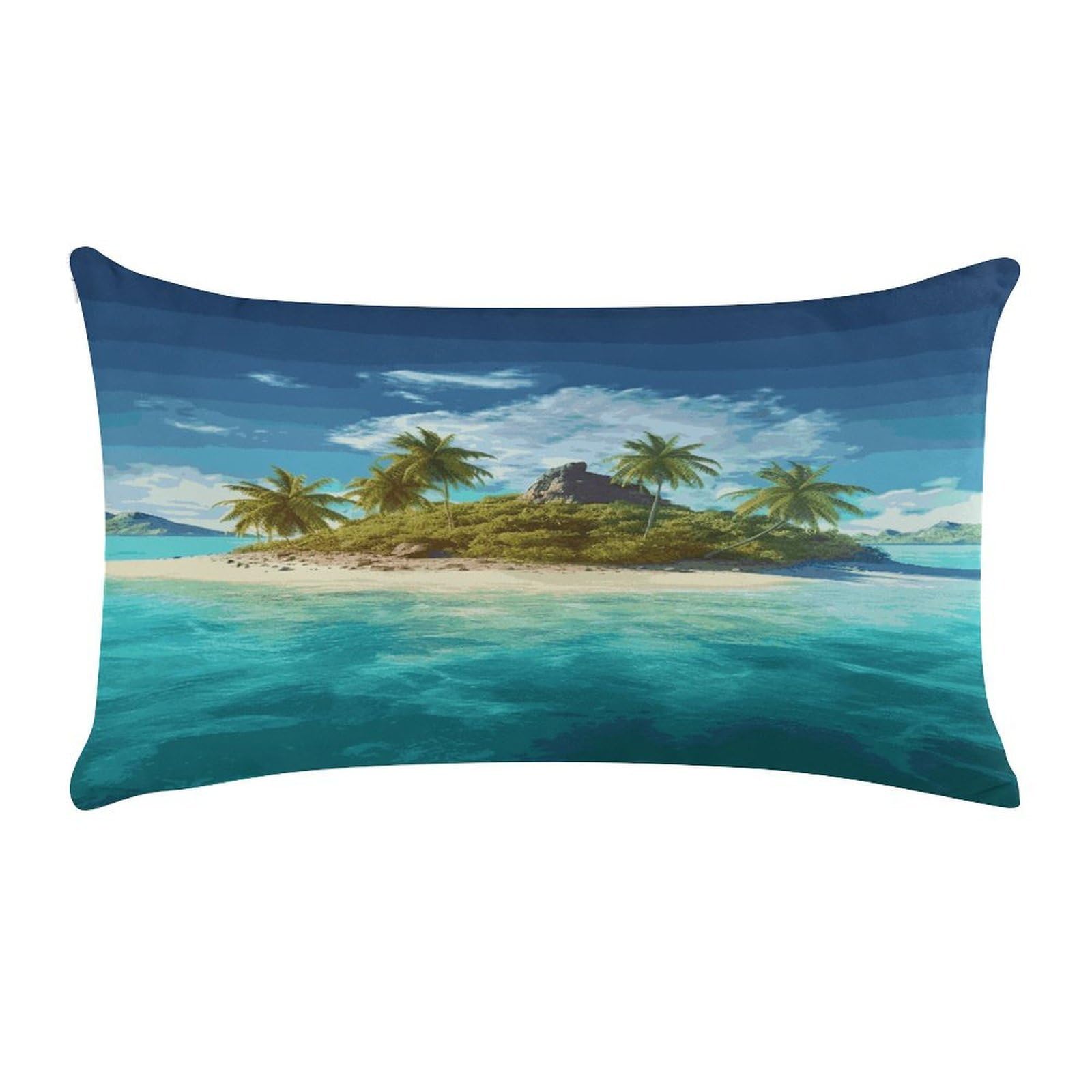 LDGSUPH Tropical Island Throw Pillow Cover with Zipper Long Throw Pillow Case Anti-Fading Pillow Protector Super Soft Decorative Cushion Case Exquisite Plush Pillowcase12 X 20 in