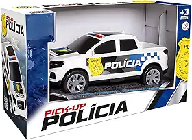Carrinho Polícia Pick-Up Picape Resgate Brinquedo Infantil 21 cm Roda Livre